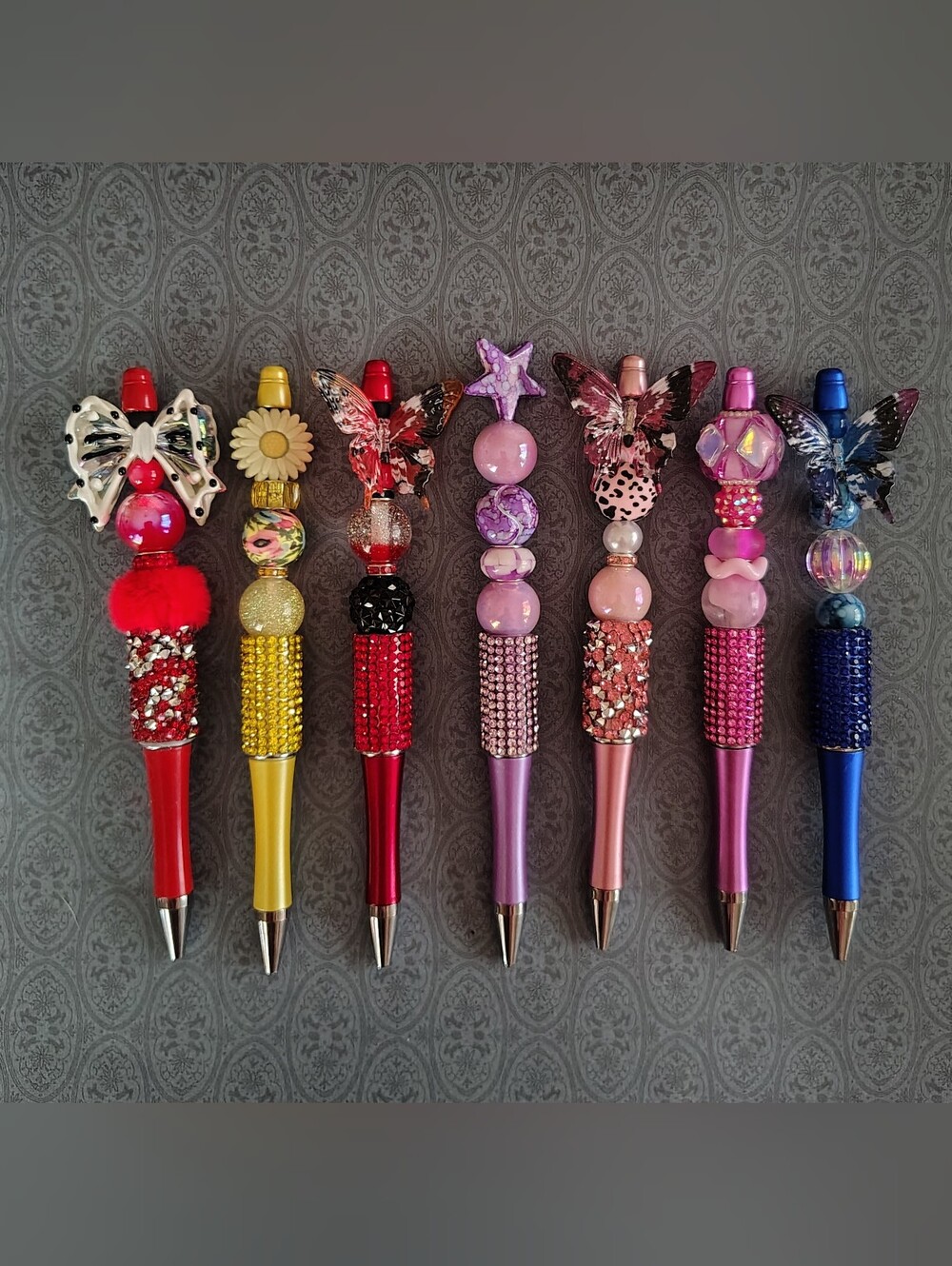 Decorative Beaded Butterfly,Bow & Star Pens - Assorted Colors